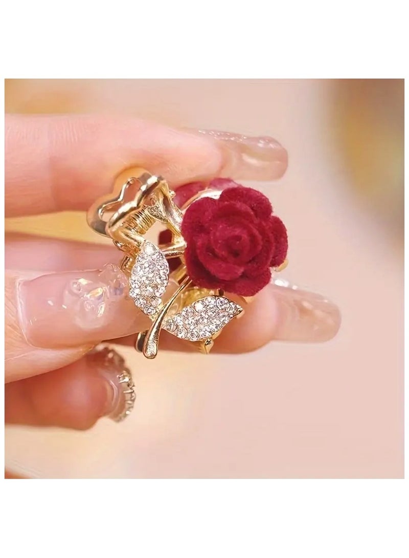 2pcs Elegant Small Gold Hair Clip with Crystal Decorated Luxury Look - Image 3