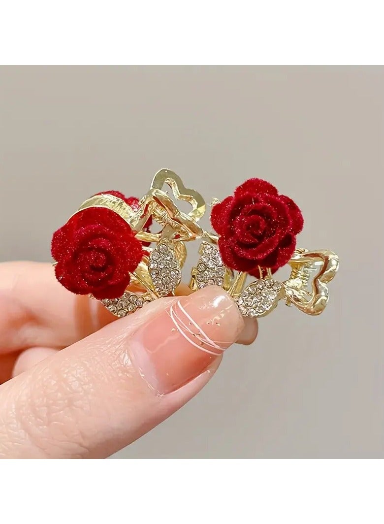 2pcs Elegant Small Gold Hair Clip with Crystal Decorated Luxury Look - Image 4