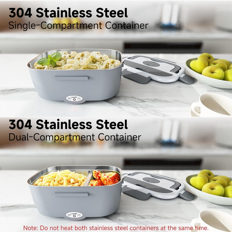 Sitlais Heated Lunch Box for Men&Women - 80W Electric Lunch Box for Adults with Dual 1.5L 304 Stainless Steel Containers Fast Heating Portable Food Warmer for Car&Truck Travel lonchera electrica - Image 5