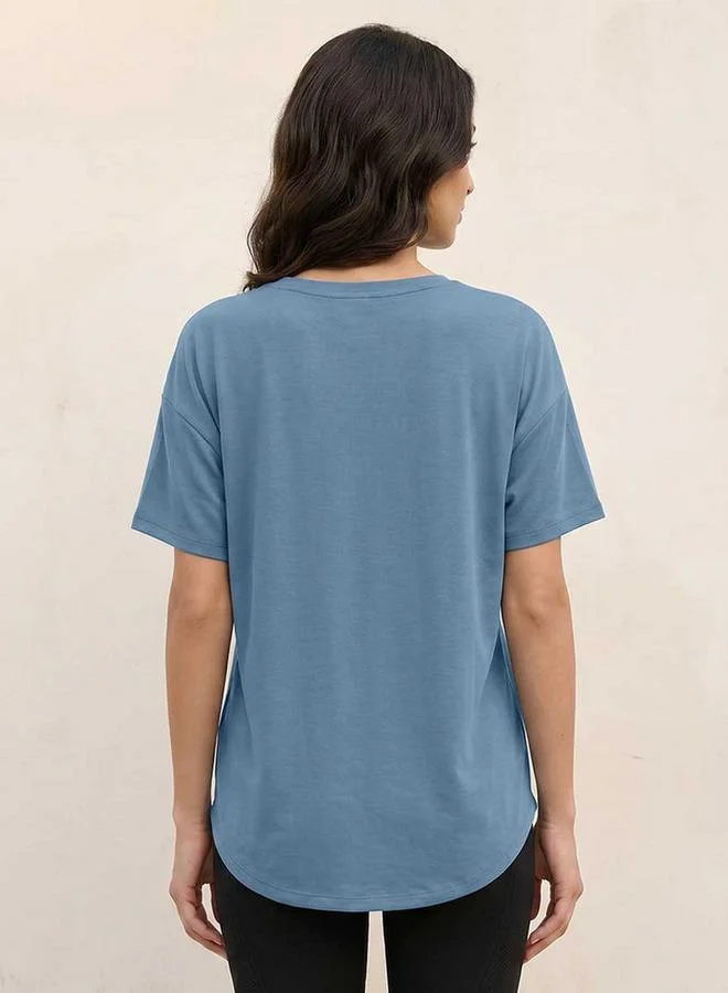 Splash Active BLUE Boxy 2 Way Stretch T shirt for Women | Best Price UAE