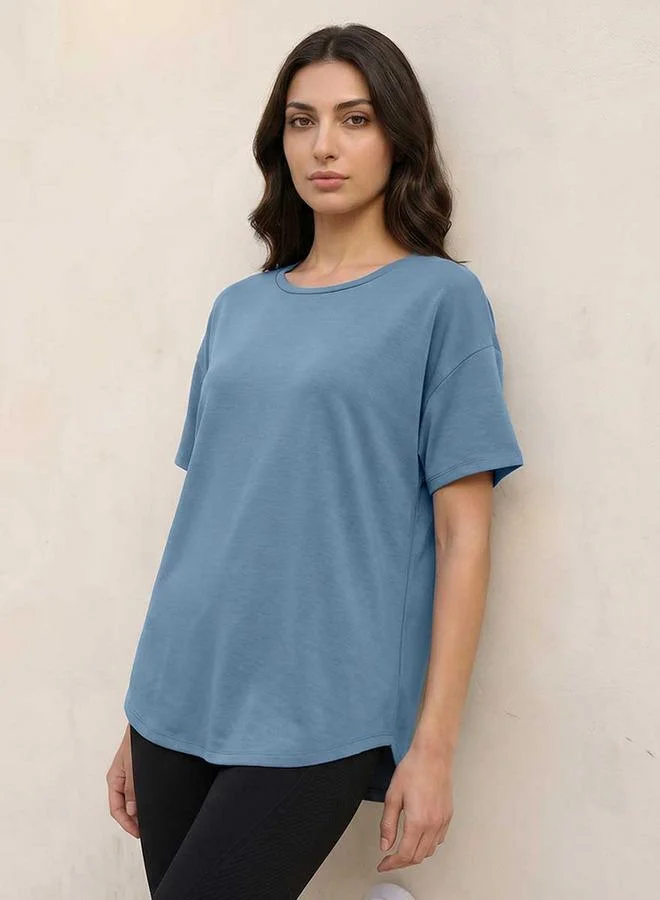 Splash Active BLUE Boxy 2 Way Stretch T shirt for Women | Best Price UAE
