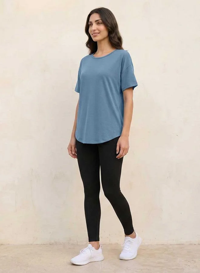 Splash Active BLUE Boxy 2 Way Stretch T shirt for Women | Best Price UAE
