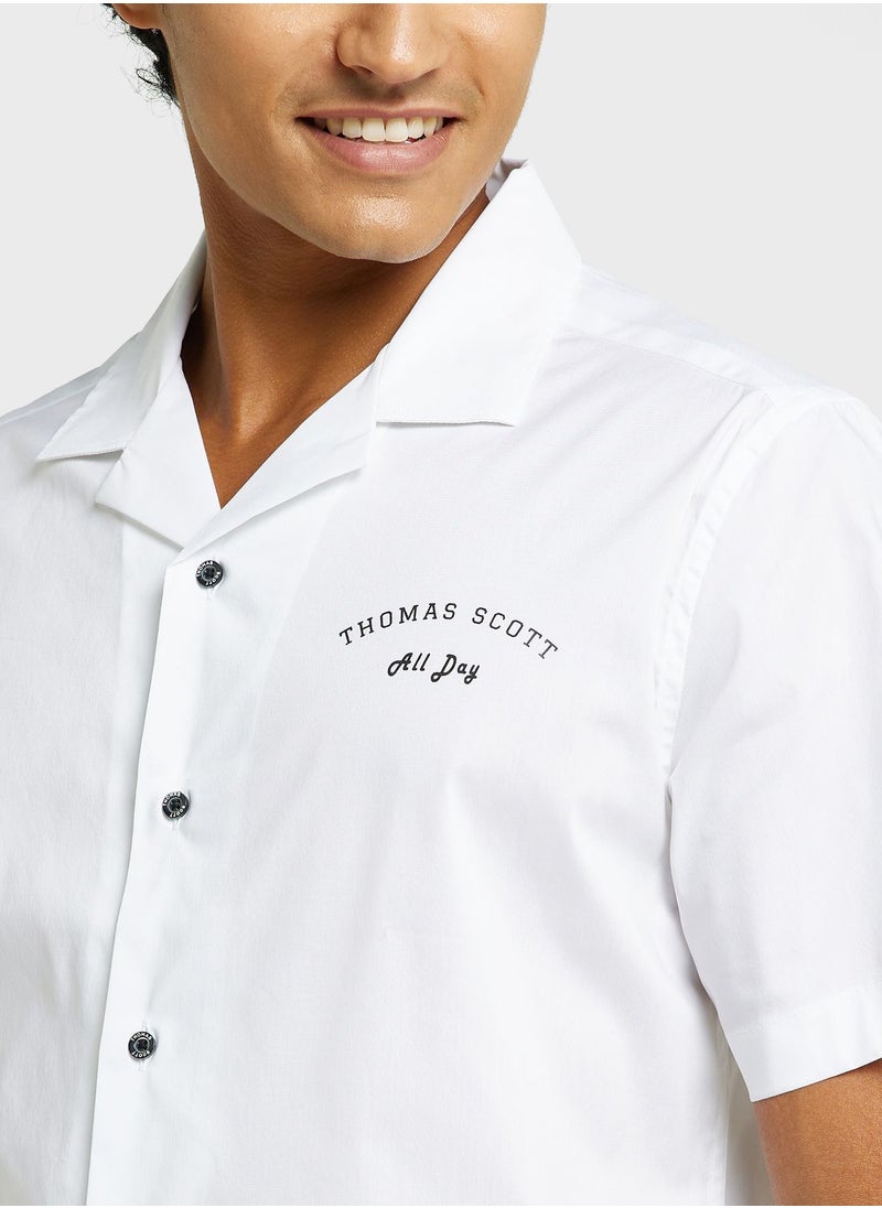 Thomas Scott - Thomas Scott Classic Slim Fit Cuban Collar Cotton Casual Shirt - Image 1