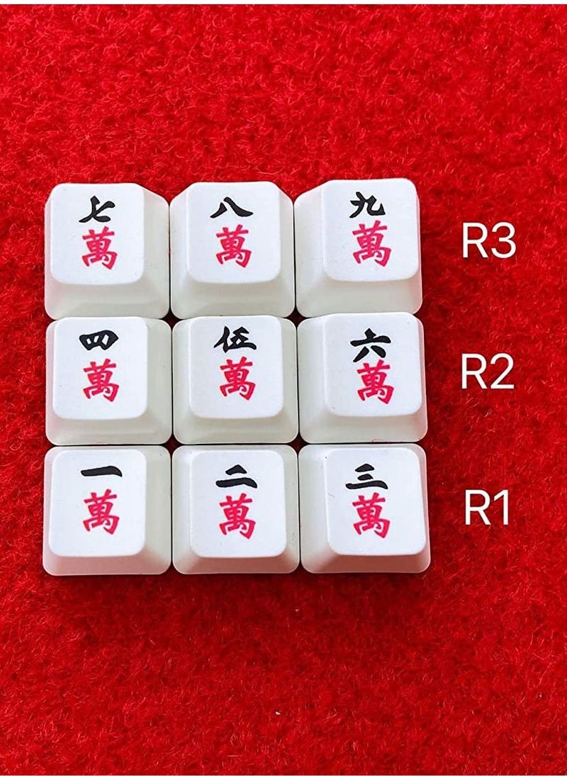 SYOSI - PBT Keycaps 9 Keys Set, Chinese Mahjong Wan Words Keycaps, Dye-Sublimation PBT Keycaps, DIY keycaps OEM Keycaps for Gaming Mechanical Keyboard, Custom Keycaps for Numeric Keypad - Image 1