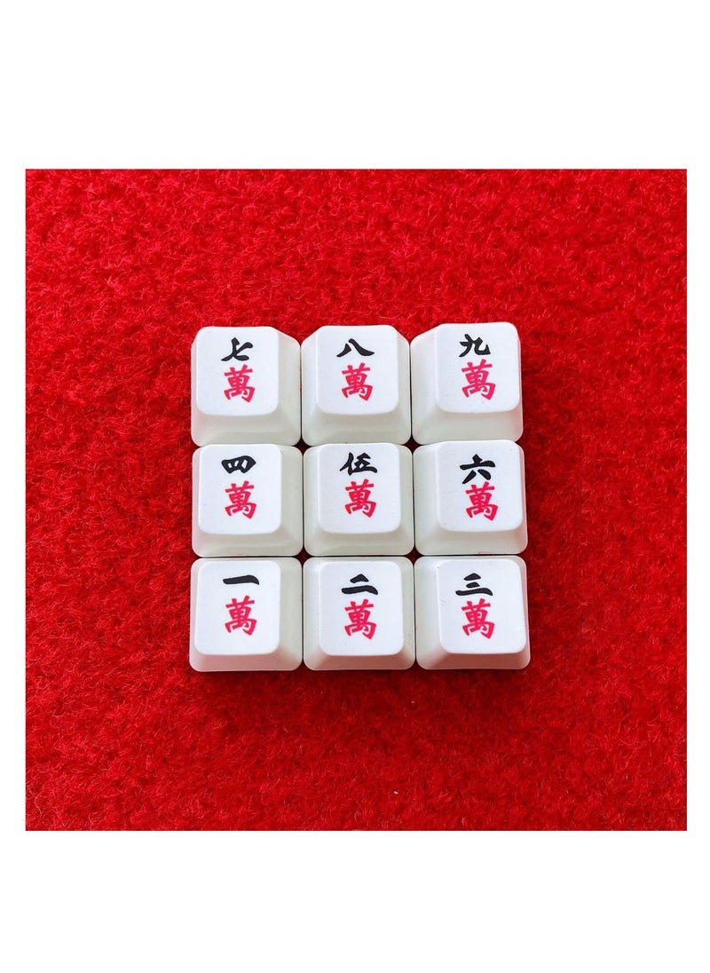 SYOSI - PBT Keycaps 9 Keys Set, Chinese Mahjong Wan Words Keycaps, Dye-Sublimation PBT Keycaps, DIY keycaps OEM Keycaps for Gaming Mechanical Keyboard, Custom Keycaps for Numeric Keypad - Image 1