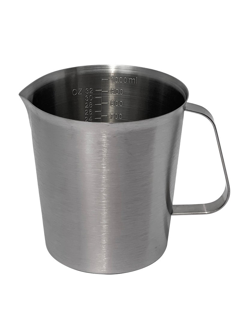 Morlife Stainless Steel Measuring Cup, 3 Measurement Scales, Including Cup Scale, ML Scale, Ounce Scale, Measuring Cup with Marking with Handle 32 OZ , 1000 ml （Silver） - Image 1