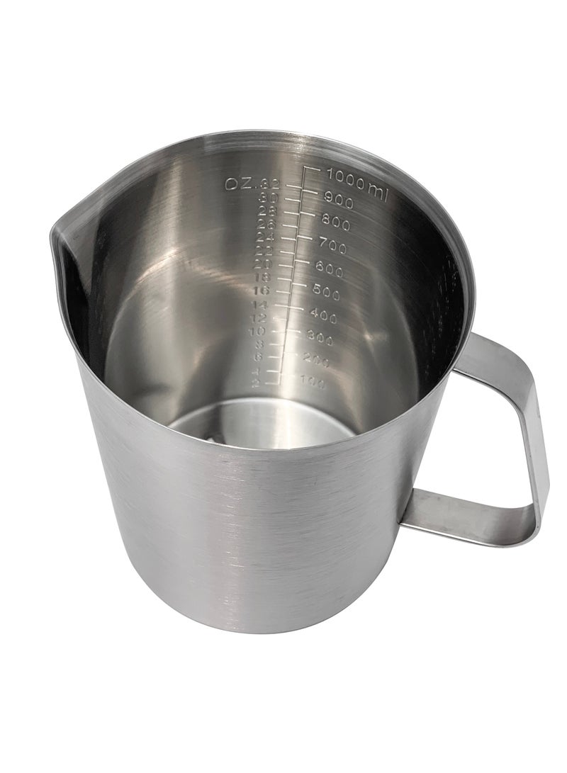 Morlife Stainless Steel Measuring Cup, 3 Measurement Scales, Including Cup Scale, ML Scale, Ounce Scale, Measuring Cup with Marking with Handle 32 OZ , 1000 ml （Silver） - Image 2