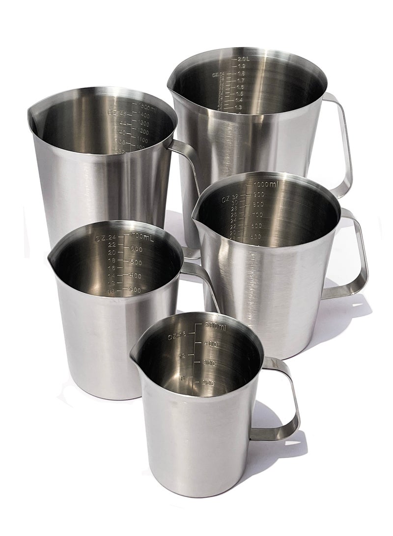 Morlife Stainless Steel Measuring Cup, 3 Measurement Scales, Including Cup Scale, ML Scale, Ounce Scale, Measuring Cup with Marking with Handle 32 OZ , 1000 ml （Silver） - Image 3