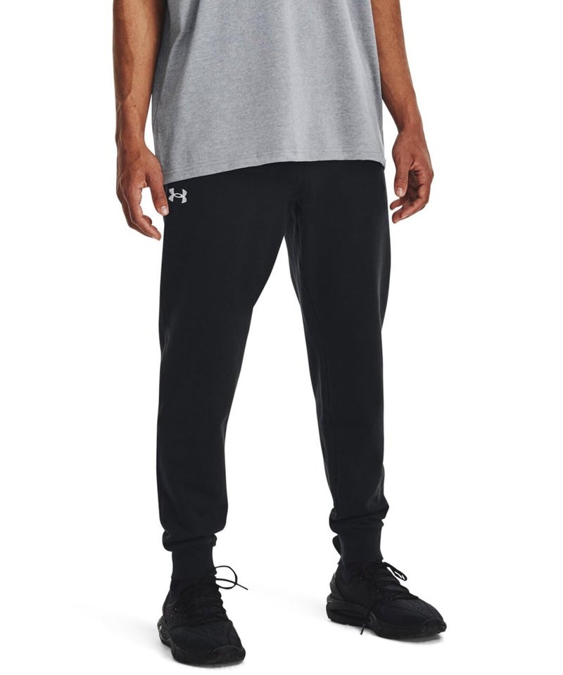 Under Armour Men's Rival Fleece Joggers, (001) Black / / White, Large - Image 4