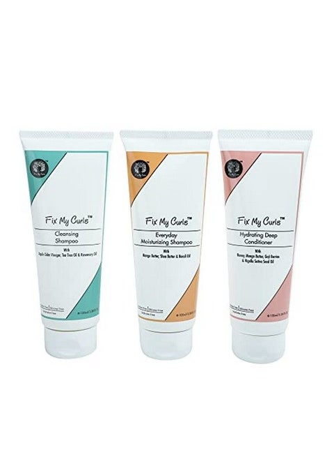 Wash Day Bundle With Cleansing Shampoo Everyday Moisturizing Shampoo & Hydrating Deep Conditioner Cruelty Free Silicone & Sulphate Free Frizz Control Solution (100Ml Each)