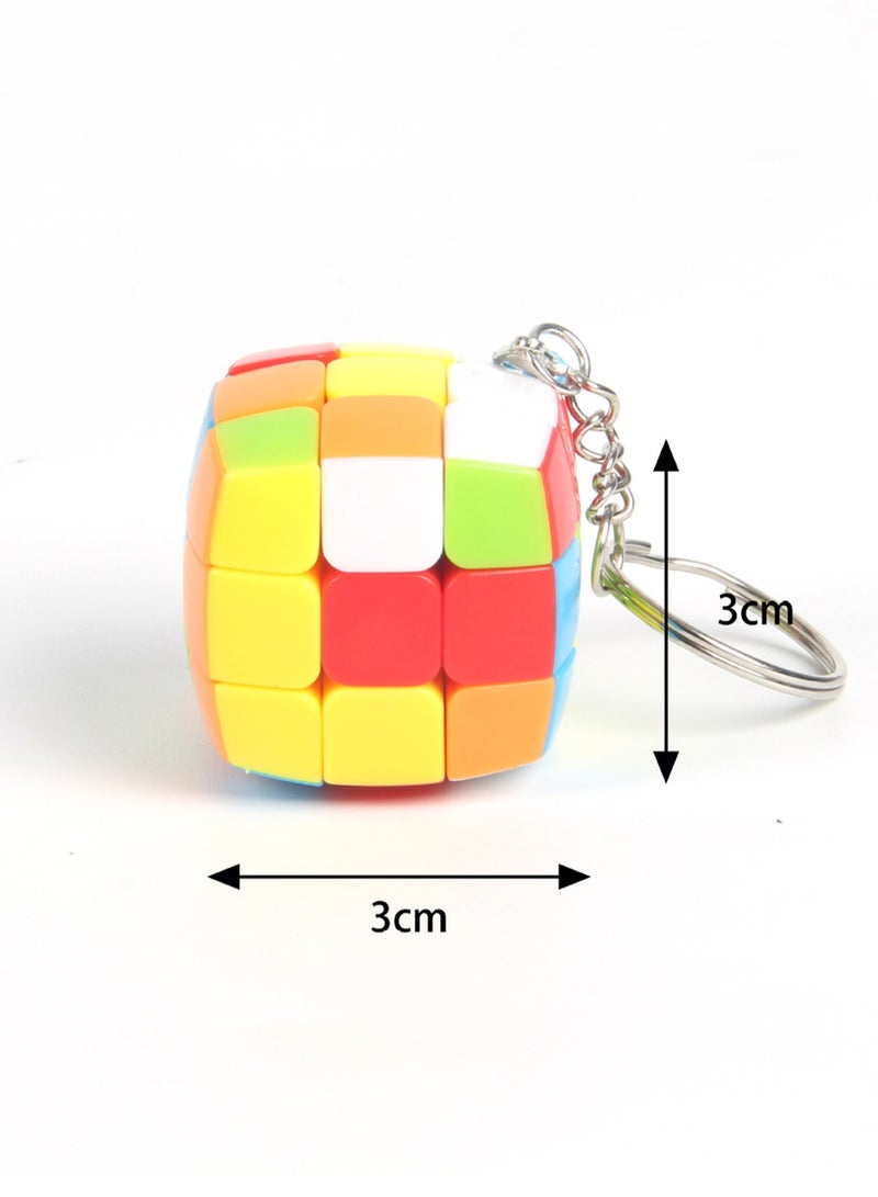 سلسلة مفاتيح بلاستيكية، سلسلة مفاتيح للمخبوزات، سلسلة مفاتيح صغيرة 3X3 مكعب روبيك، سلسلة مفاتيح ضيقة قابلة للتعديل، سلسلة مفاتيح للفتيات والفتيان، متعددة الألوان - Image 2