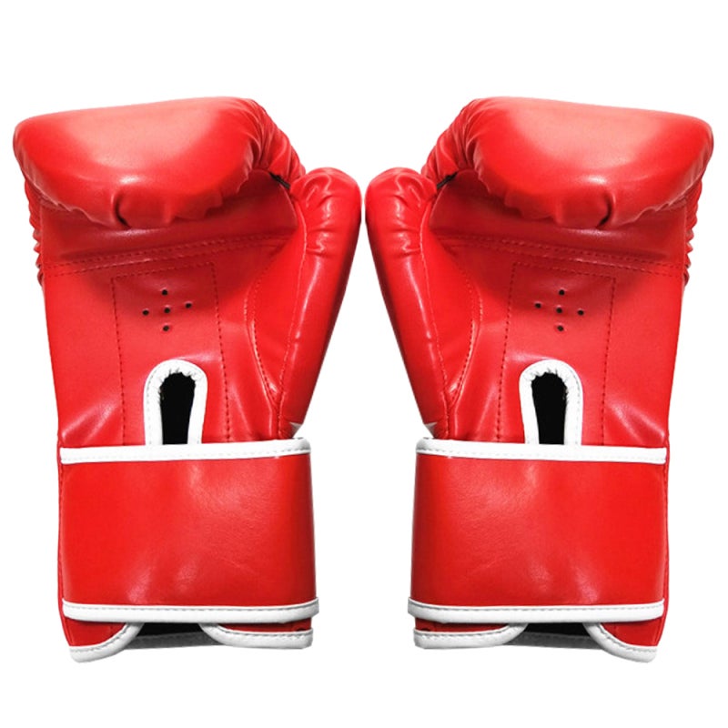 Kids Boxing Gloves: Red Premium PU Leather With Thick Foam Padding - Thumb-Lock Design Kick Boxing Training Gloves for Kids Age 3 to 10 Years Old - Image 2