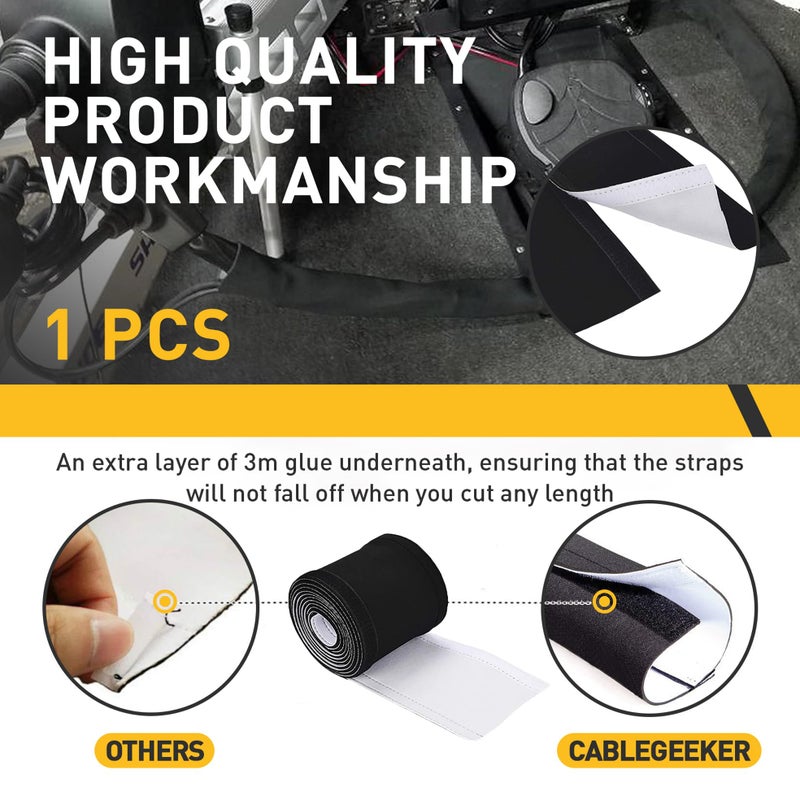 EUSTREER Neoprene Cable Sleeve - 60" for Trolling Motor Wire Protection & Management, Black & White - Image 3