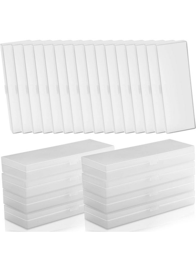 Fainne - 24 Pcs Plastic Pencil Case Plastic Stationery Case Frosted Clear Pencil Box Pencil Tin Pencil Holder Box With Hinged Lid And Snap Closure For Pencils Pens School (White7.09 X 2.36 X 0.98 Inch) - Image 1