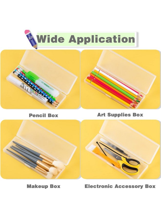 Fainne - 24 Pcs Plastic Pencil Case Plastic Stationery Case Frosted Clear Pencil Box Pencil Tin Pencil Holder Box With Hinged Lid And Snap Closure For Pencils Pens School (White7.09 X 2.36 X 0.98 Inch) - Image 1