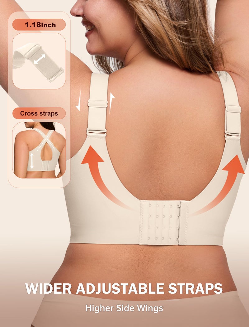 LetsJoli Jelly Bras for Women Push Up Bra Wireless No Underwire Supportive Full Coverage Plus Size for Older Women(Cream White,3XL) - Image 4