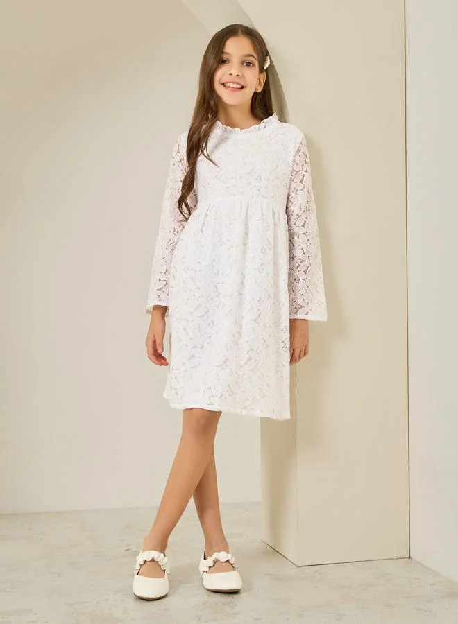 Styli Girls Off-White Lace A-Line Dress