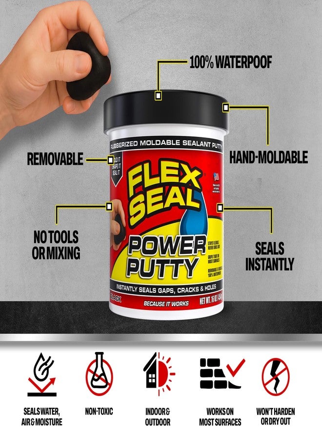 Flex Seal Power Putty, Moldable Waterproof Rubberized Sealant, Instantly Fills Gaps, Cracks, or Holes, Removable Reusable, Works Underwater, Pipes, Marine, Auto, RV, Metal, Plastic, Wood, Gray 16 oz - Image 2