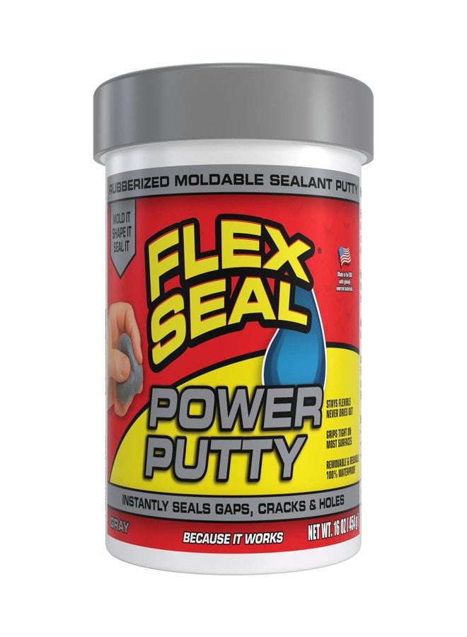 Flex Seal Power Putty, Moldable Waterproof Rubberized Sealant, Instantly Fills Gaps, Cracks, or Holes, Removable Reusable, Works Underwater, Pipes, Marine, Auto, RV, Metal, Plastic, Wood, Gray 16 oz - Image 1