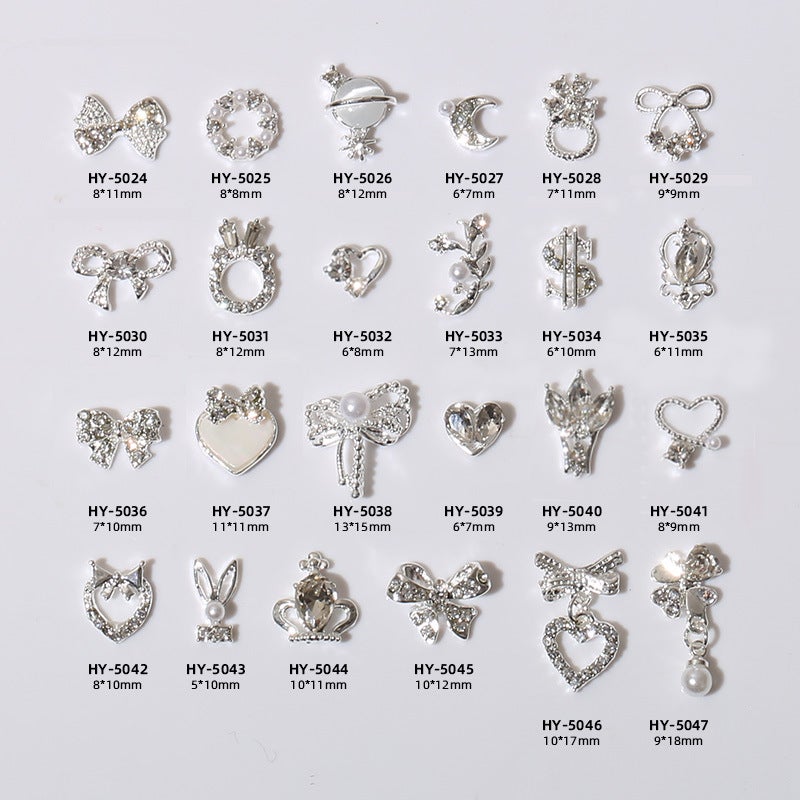 New Nail Bow Love Alloy Nail Decoration Moon Flower Butterfly Nail Drill Manufacturers Jewelry - Image 3