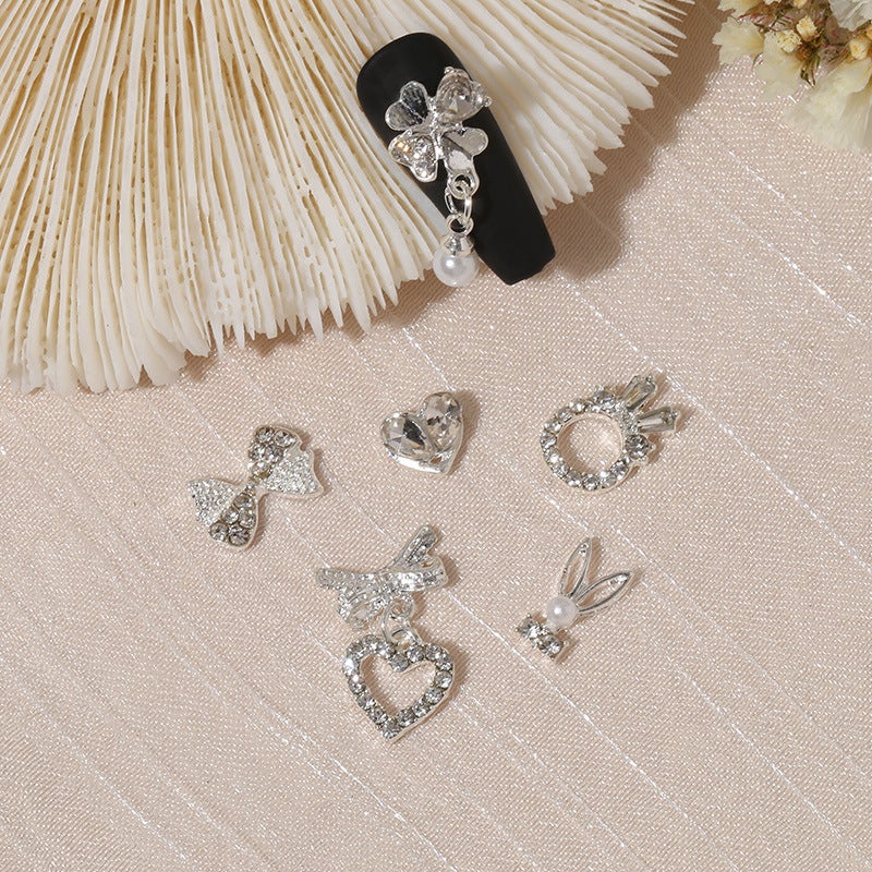 New Nail Bow Love Alloy Nail Decoration Moon Flower Butterfly Nail Drill Manufacturers Jewelry - Image 4