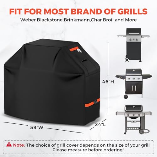 CUSSIOU Grill Cover 600D Heavy Duty, Universal Fit Waterproof BBQ Grill Protector with Adjustable Straps, Weatherproof Outdoor Oven Cover for All Seasons - Image 2