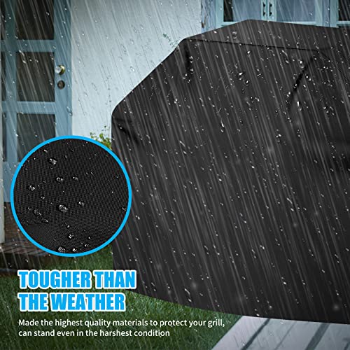 CUSSIOU Grill Cover 600D Heavy Duty, Universal Fit Waterproof BBQ Grill Protector with Adjustable Straps, Weatherproof Outdoor Oven Cover for All Seasons - Image 5