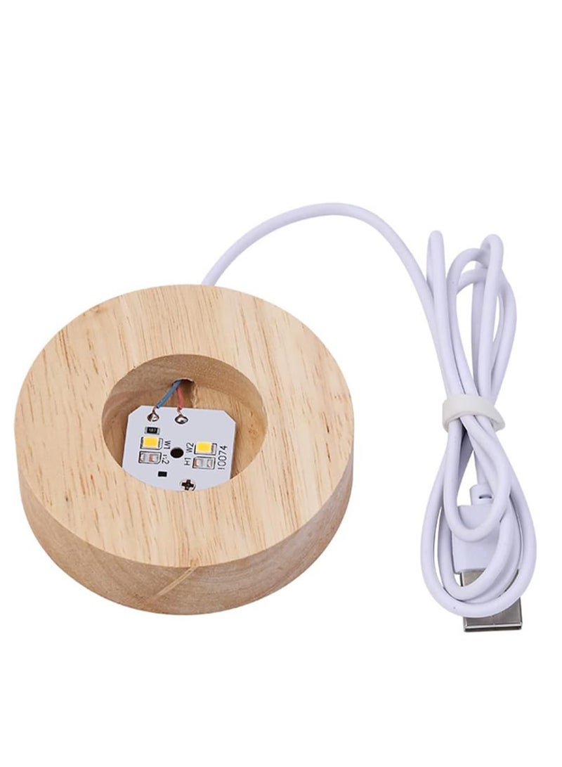 3D Nightlight ، ضوء دافئ ليلي كروي كريستال ، مصباح طاولة بقاعدة خشبية ، 16 لون مختلف ، عطلات ، أعياد ميلاد ، هدايا (كرة كريستال 8 سم + قاعدة 7 × 2 سم) - Image 3