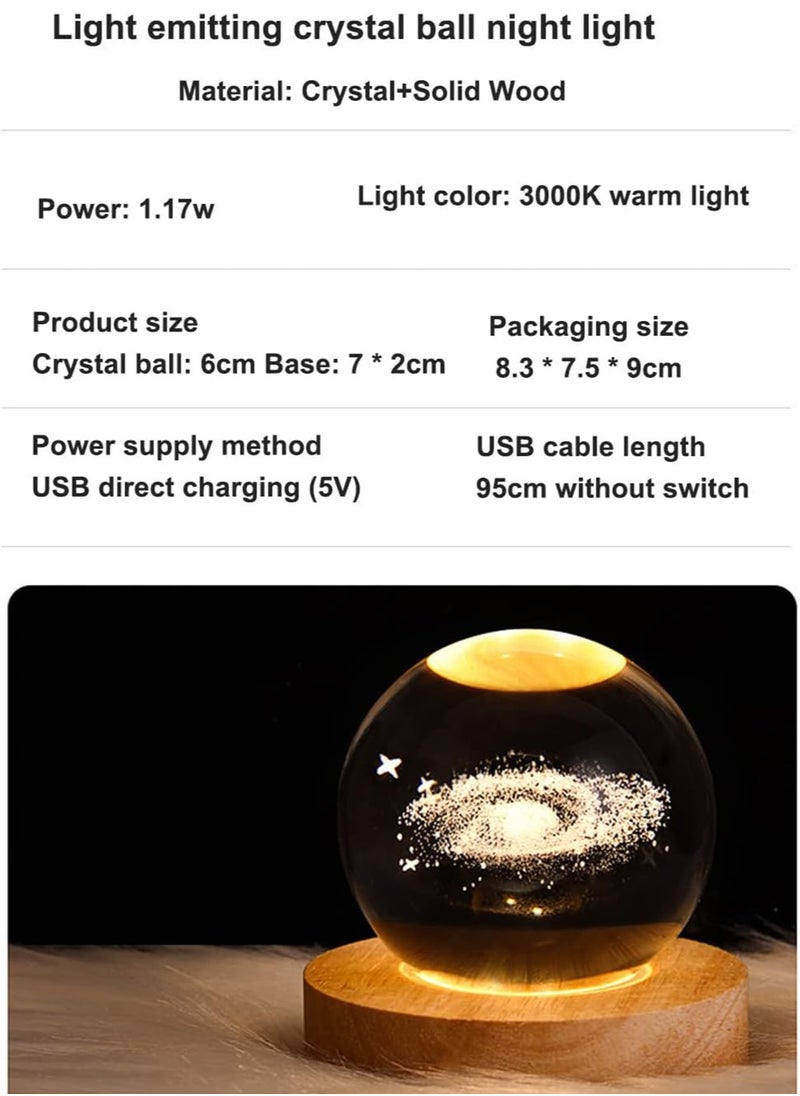 3D Nightlight ، ضوء دافئ ليلي كروي كريستال ، مصباح طاولة بقاعدة خشبية ، 16 لون مختلف ، عطلات ، أعياد ميلاد ، هدايا (كرة كريستال 8 سم + قاعدة 7 × 2 سم) - pzsku/Z5F9B6C3F669889C2D05EZ/45/_/1708325181/f573ba2e-0654-4267-8f33-cb2b8f69e2c2