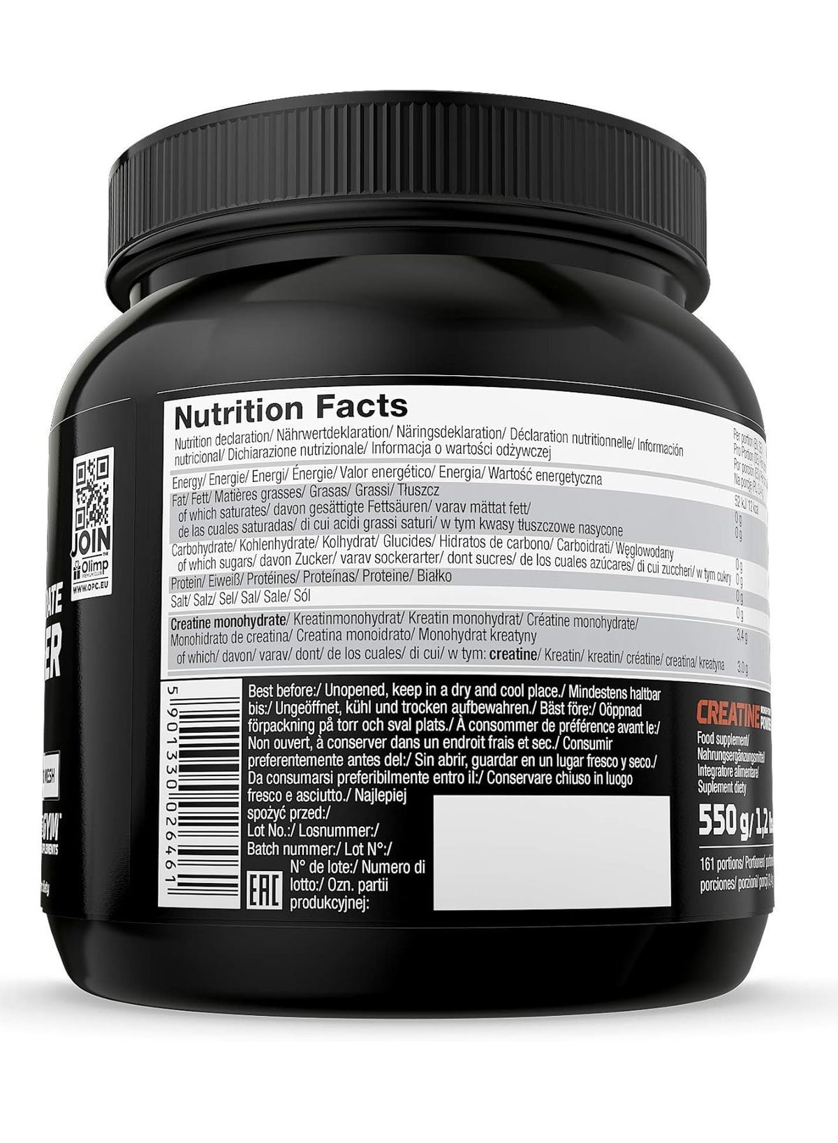 Olimp Sport Nutrition Unflavored Creatine Monohydrate Powder 550g