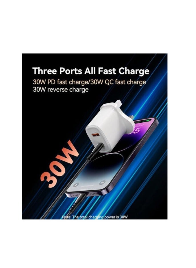 ZEDX Quick Charger 30W, Lightening – C type Reverse, Fast Charging With C-Lightening Cable - Image 3