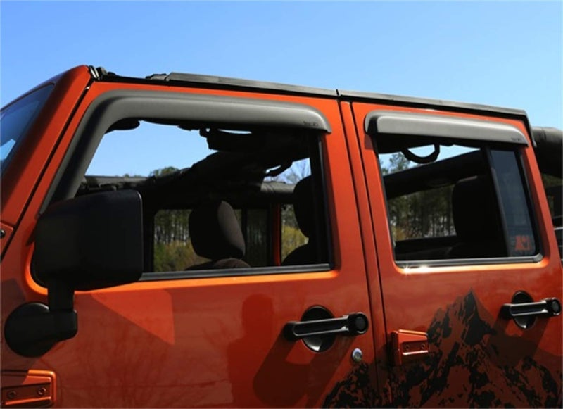 Rugged Ridge Window Visors for Jeep Wrangler JKU  Matte Black  1134912  Fits 20072018 Jeep Wrangler JKU 4Door