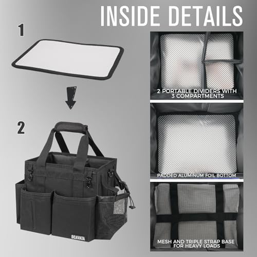 SCAVATA Compact Wearable Cleaning Caddy, Small Supplies Organizer with Handle & Shoulder Straps for Housekeepers, Under Sink & Car Cleaning Tool Organizer Bag (Black) - Image 4