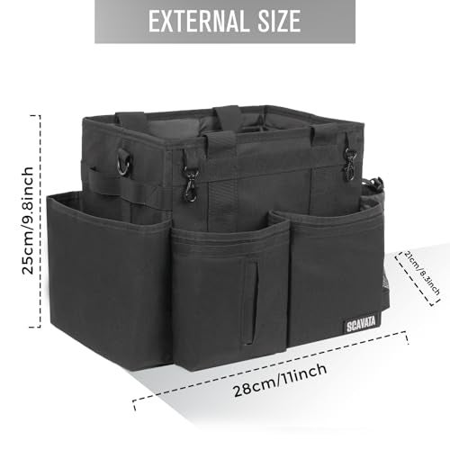 SCAVATA Compact Wearable Cleaning Caddy, Small Supplies Organizer with Handle & Shoulder Straps for Housekeepers, Under Sink & Car Cleaning Tool Organizer Bag (Black) - Image 5