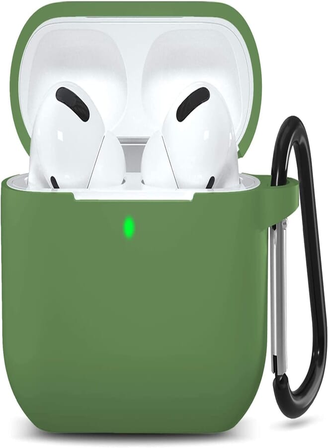 AirPod Pro Case for Woman and Men Case Cover with Keychain and Visible Led Compatible with Apple AirPod Pros (Army Green)