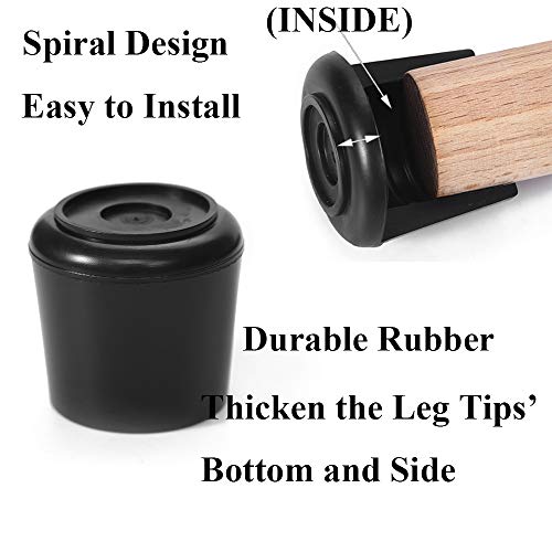 Furnigear Chair Leg Tips Caps Non-Slip Rubber Leg Tips 3/4” Inner Diameter Chair Leg Floor Protectors Round Black, 16 Pack - Image 4