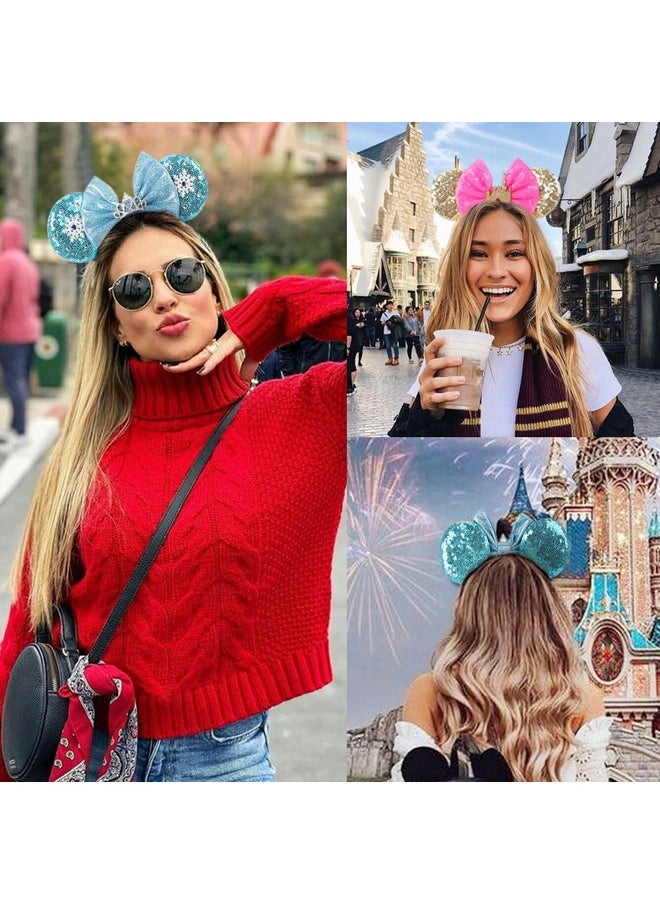 DRESHOW DRESHOW Minnie Ears Headbands Mouse Ears Sequin Bow Headbands Elastic Adjustable Headband Glitter Party Decoration Cosplay Costume for Women Girls  - Image 3