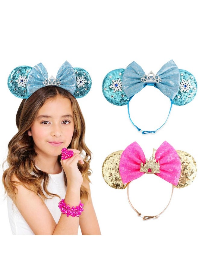 DRESHOW DRESHOW Minnie Ears Headbands Mouse Ears Sequin Bow Headbands Elastic Adjustable Headband Glitter Party Decoration Cosplay Costume for Women Girls  - Image 1