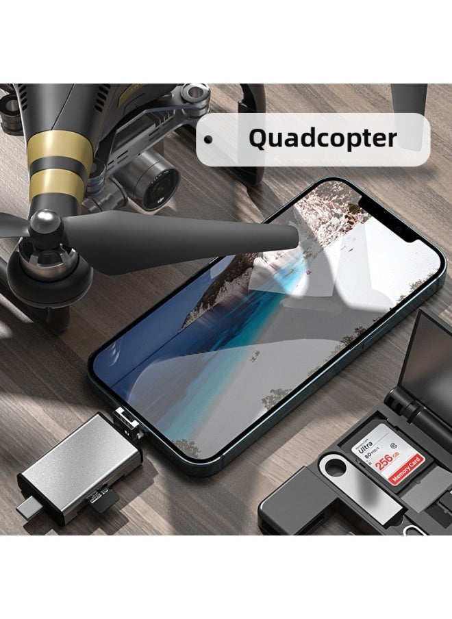 Generic - Multi-function OTG Card Reader SD TF Memory Card U Disk Storage Box For Apple Mobile Phone Type-c Expansion-Color:Silver (chinese Packaging) - Image 1