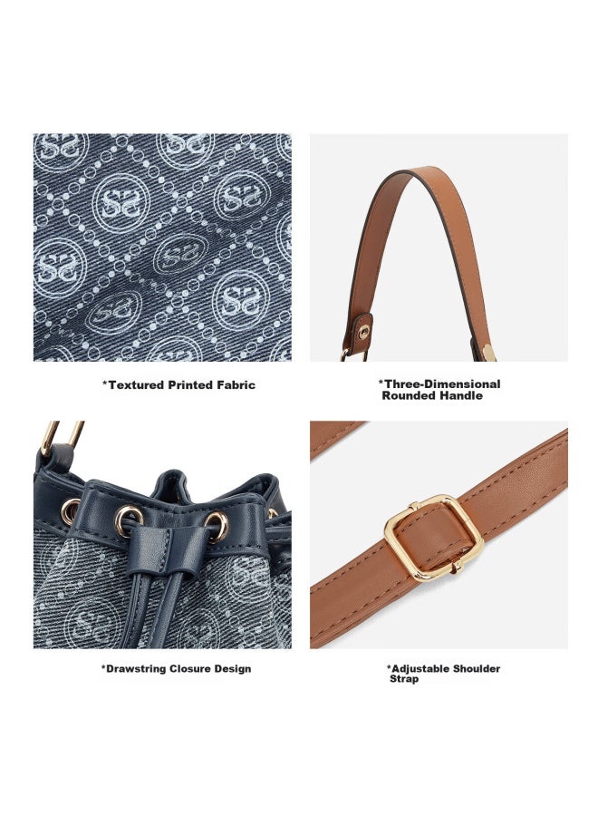 St&sat Women's Bag New Retro Printed Bucket Bag Handbag Large Capacity Crossbody Shoulder Bag Gift For Girlfriend - Image 3