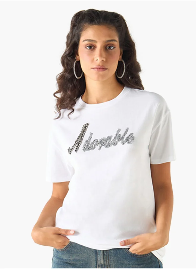 تواكستريمز Embellished Crew Neck T-Shirt