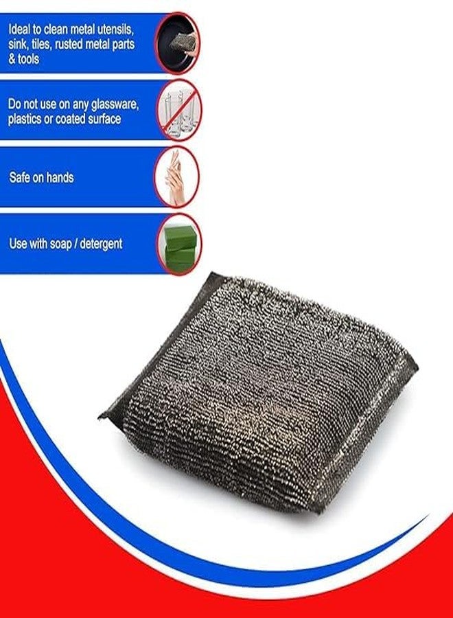 AGNIRVA Scratch Proof Kitchen Utensil Scrubber Pad Heavy Duty Steel Loop Scrubbing Pads for Dishwashing Utensil Cleaning Steel Sponge Scrubber for Dishwash Platform Tiles Sponge Scrubber (Pack of 6) - Image 4