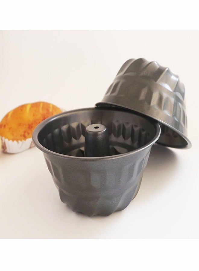 LoveDeal Small Fluted Cake Pan 6 Inch, Carbon Steel Fluted Tube Pans, Little Tube Cake Mold, Baking Set for Homemade Cakes, Bread, Brownie, Kugelhopf - 2PCS, Black - Image 3