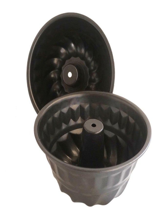 LoveDeal Small Fluted Cake Pan 6 Inch, Carbon Steel Fluted Tube Pans, Little Tube Cake Mold, Baking Set for Homemade Cakes, Bread, Brownie, Kugelhopf - 2PCS, Black - Image 5
