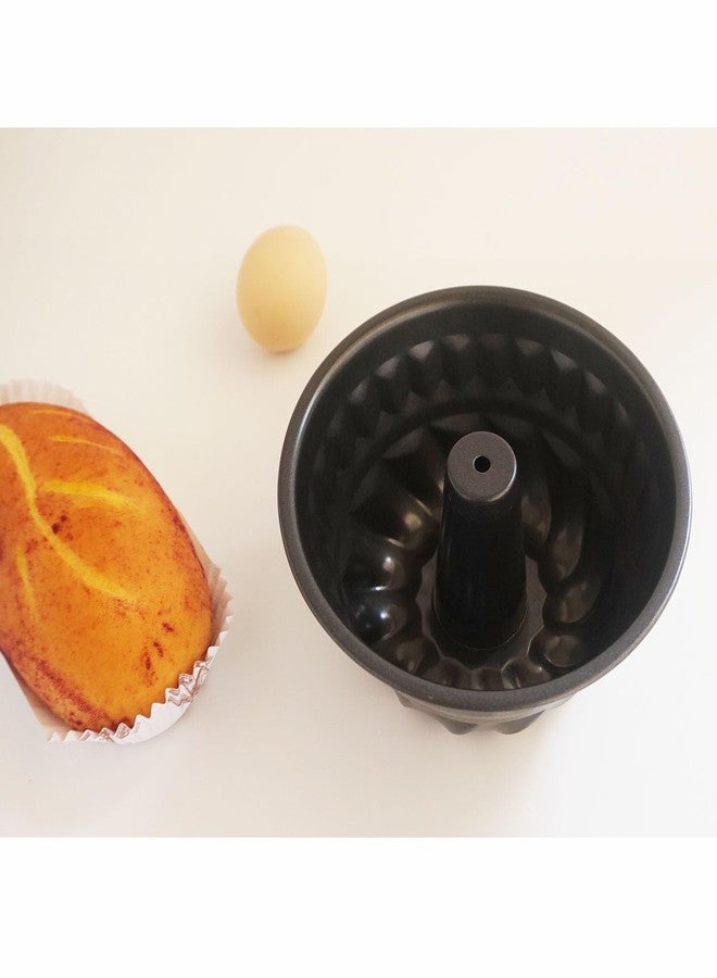 LoveDeal Small Fluted Cake Pan 6 Inch, Carbon Steel Fluted Tube Pans, Little Tube Cake Mold, Baking Set for Homemade Cakes, Bread, Brownie, Kugelhopf - 2PCS, Black - Image 4