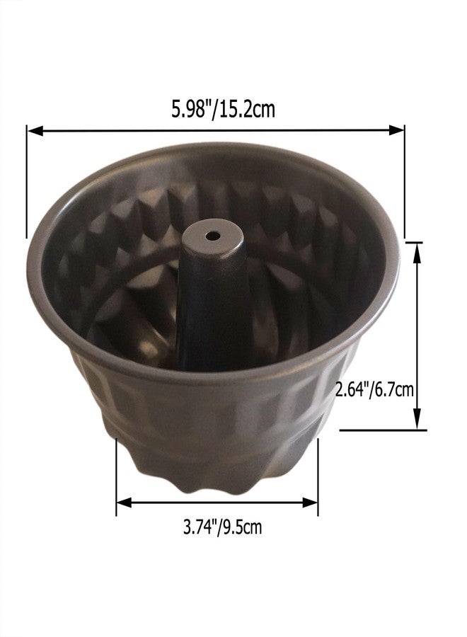 LoveDeal Small Fluted Cake Pan 6 Inch, Carbon Steel Fluted Tube Pans, Little Tube Cake Mold, Baking Set for Homemade Cakes, Bread, Brownie, Kugelhopf - 2PCS, Black - Image 2