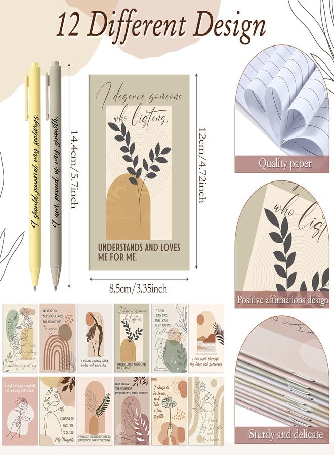 Mooliwe 24 Set/48 Pcs Positive Affirmation Gift Set Gratitude Notebooks with Pens Small Bags Motivational Encouragement Notepads Daily Affirmations Journal for Women Stress Relief Self Care (Abstract) - Image 2