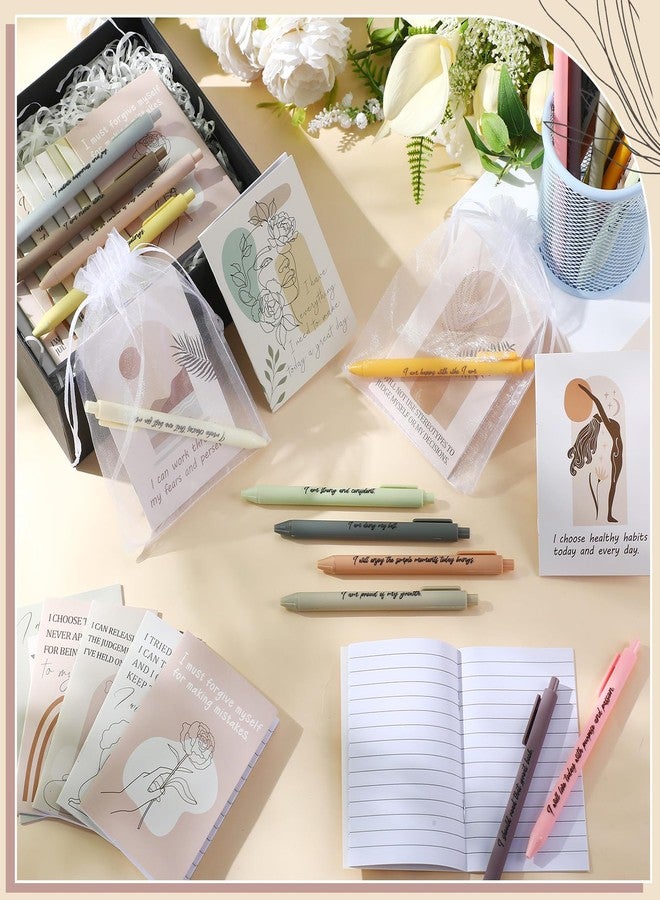 Mooliwe 24 Set/48 Pcs Positive Affirmation Gift Set Gratitude Notebooks with Pens Small Bags Motivational Encouragement Notepads Daily Affirmations Journal for Women Stress Relief Self Care (Abstract) - Image 4