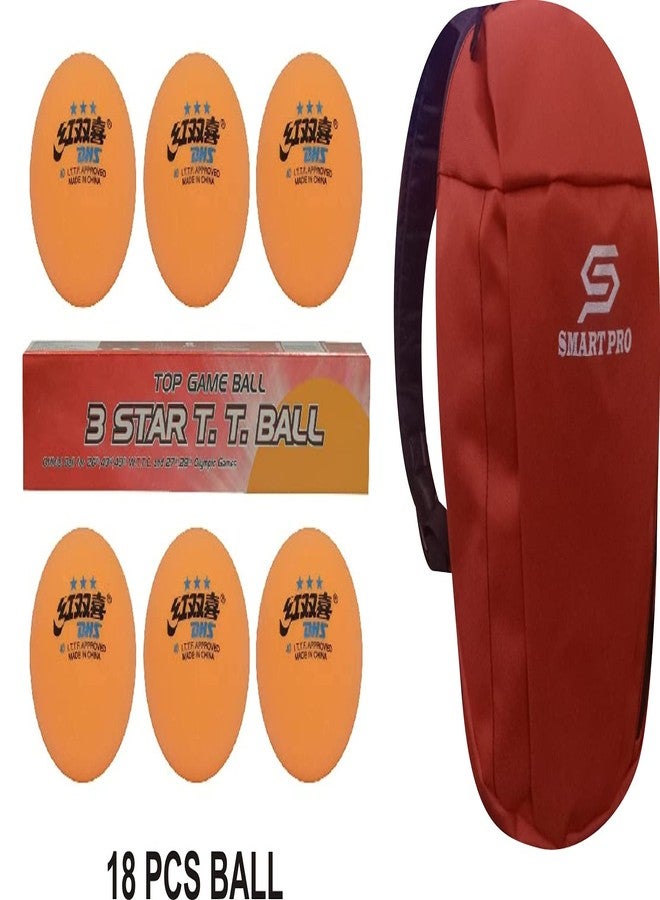 دي إتش أس كرة تنس الطاولة DHS 40 مم، 3 نجوم برتقالية (علبة من 6 قطع) 18 قطعة مع غطاء Smart PRO TT خاص للسرعة من MEHROON - Image 1