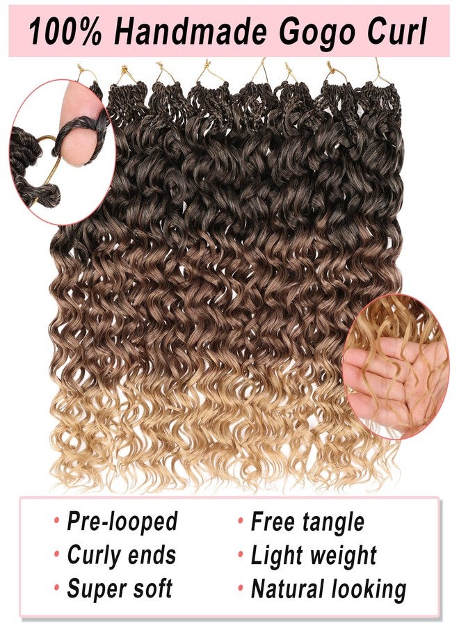 Xtrend 18 Inch Gogo Curl Crochet Hair 8 Packs Ocean Wave Crochet Hair Pre Looped Water Wave Curly Goddess Box Braids Crochet Hair Synthetic Beach Curl Braiding Hair for Women (16Strands/pack 1B3027#) - Image 3